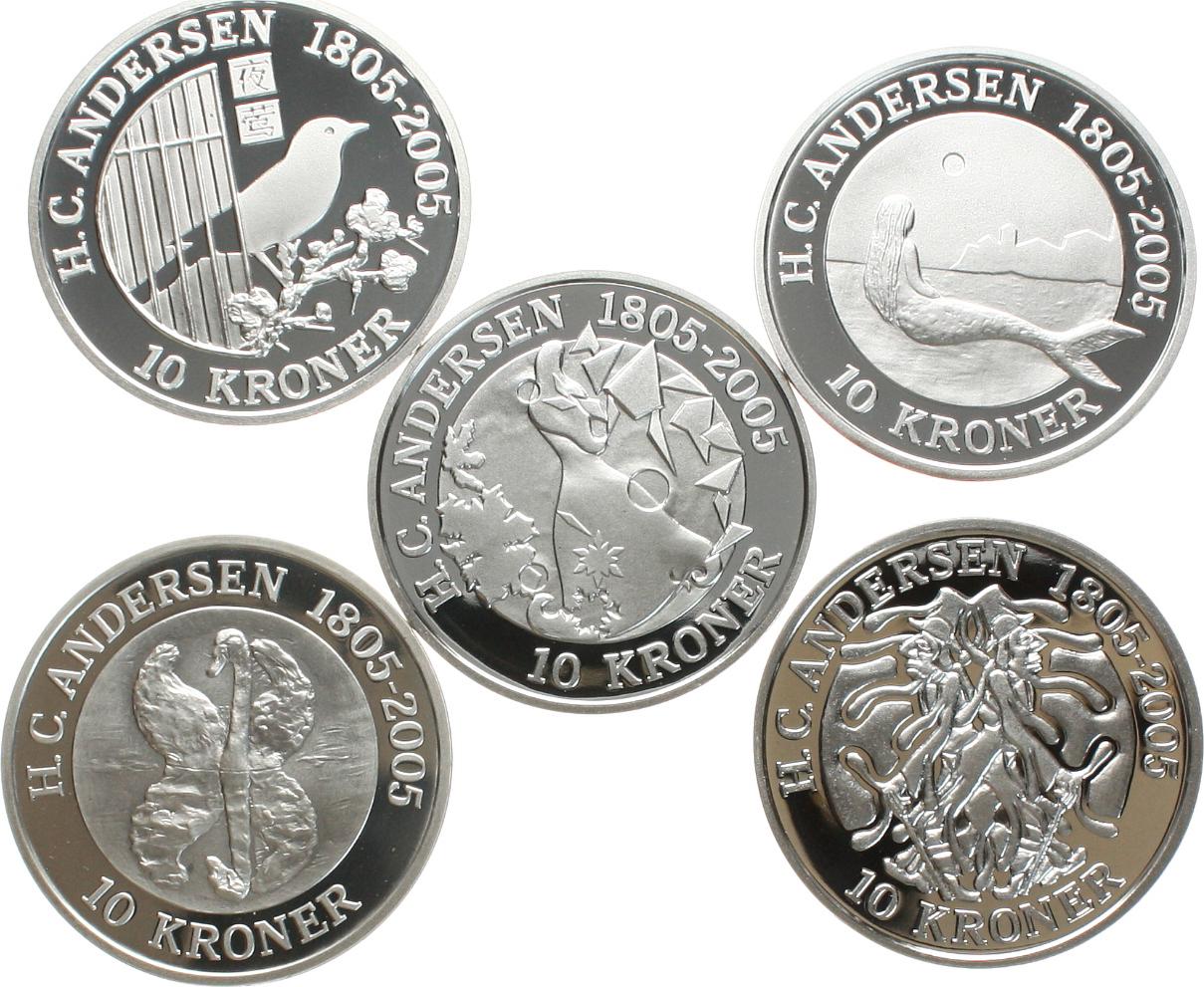  Dänemark: Margrethe II., 5 x 10 Kronen in Silber, 5 Unzen FEINsilber!! Näheres unten!   