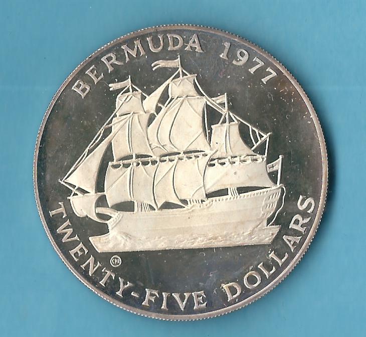  Bermuda 25 Dollar 1977 55 Gr.925 AG  Münzenankauf Koblenz Frank Maurer AC295   