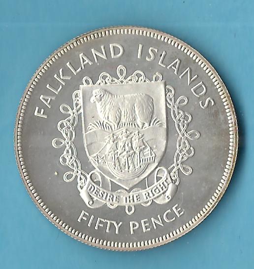  Falkland 50 Pence 28,28 Gr.925 AG  Münzenankauf Koblenz Frank Maurer AC297   