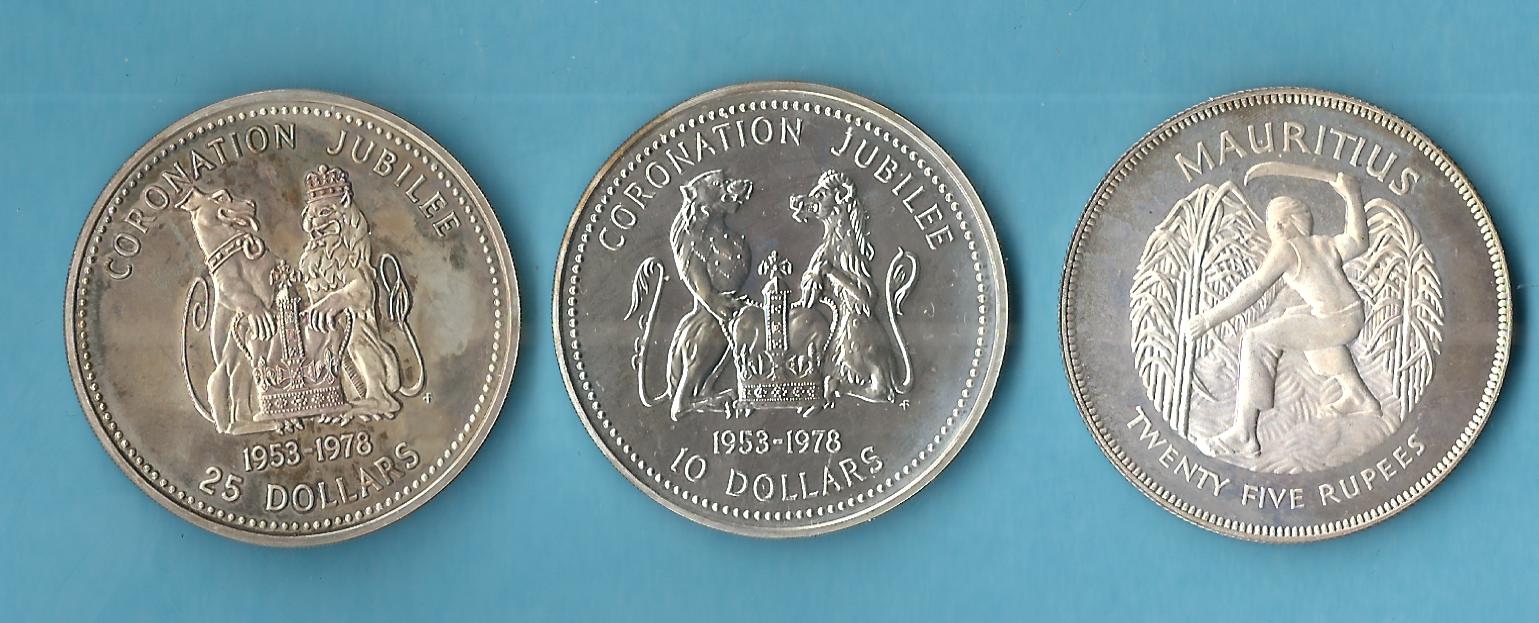  Commonwealth 3 Silbermünzen ca.real 85,12 Gr. Gr.925 AG  Münzenankauf Koblenz Frank Maurer AC304   
