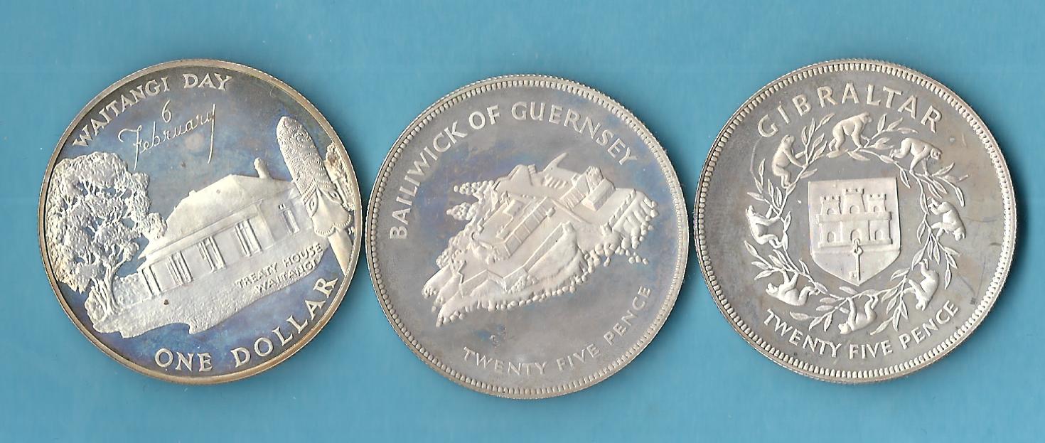  Commonwealth 3 Silbermünzen ca.real 83,23 Gr. Gr.925 AG  Münzenankauf Koblenz Frank Maurer AC305   