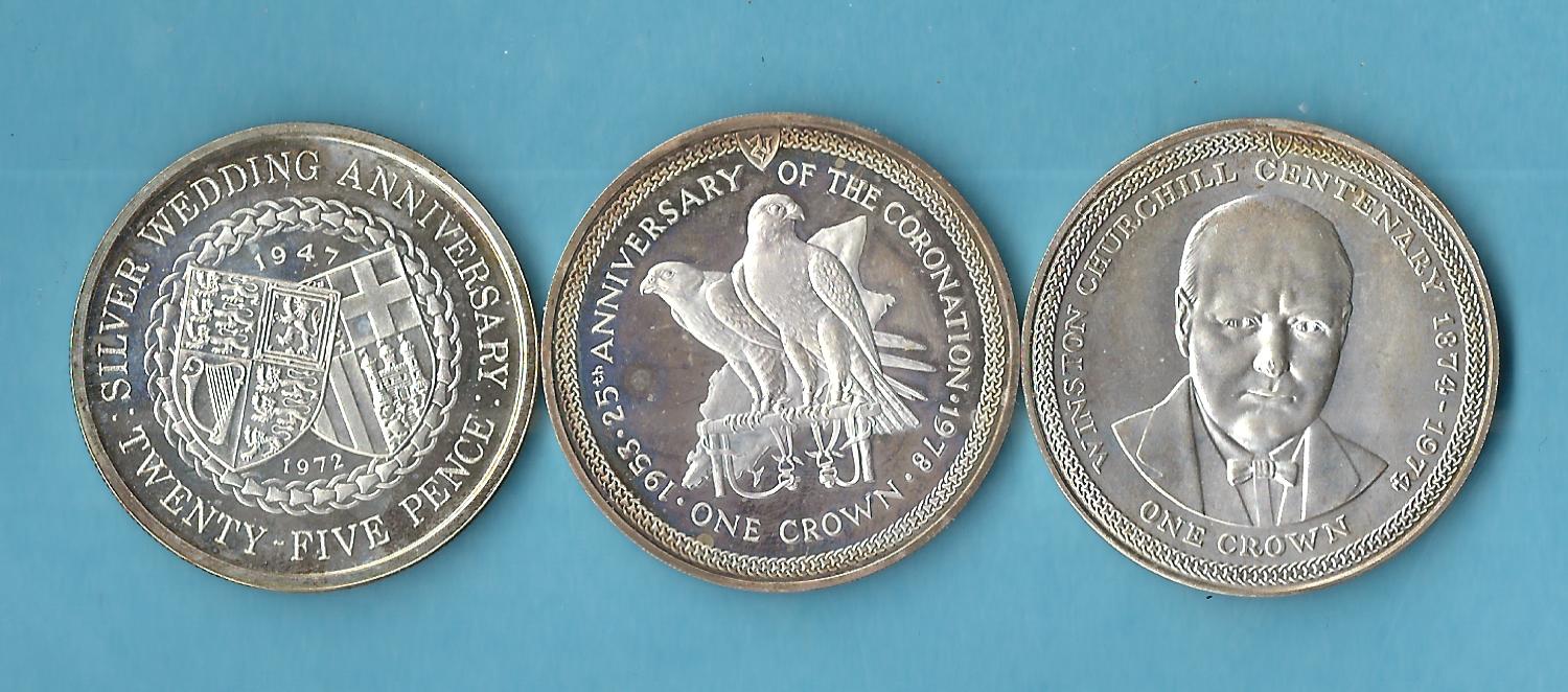  Commonwealth 3x Silbermünzen ca.real 86,55 Gr. Gr.925 AG  Münzenankauf Koblenz Frank Maurer AC309   