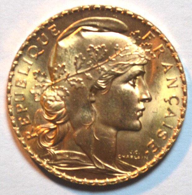  -kirofa - FRANKREICH 20 GOLD FRANCS- MARIANNE 1907 - GOLD 5.81 gr - VZ++   