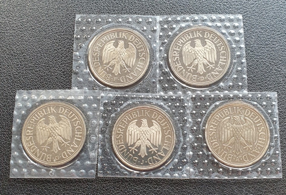  BRD Satz 1 DM Deutsche Mark 2000 ADFGJ 5 Münzen in Polierter Platte 03   