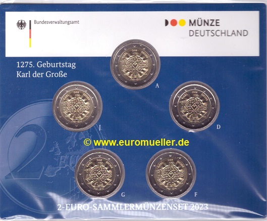 Deutschland 5x 2 Euro Gedenkmünze 2023...Karl der Große...bu.   