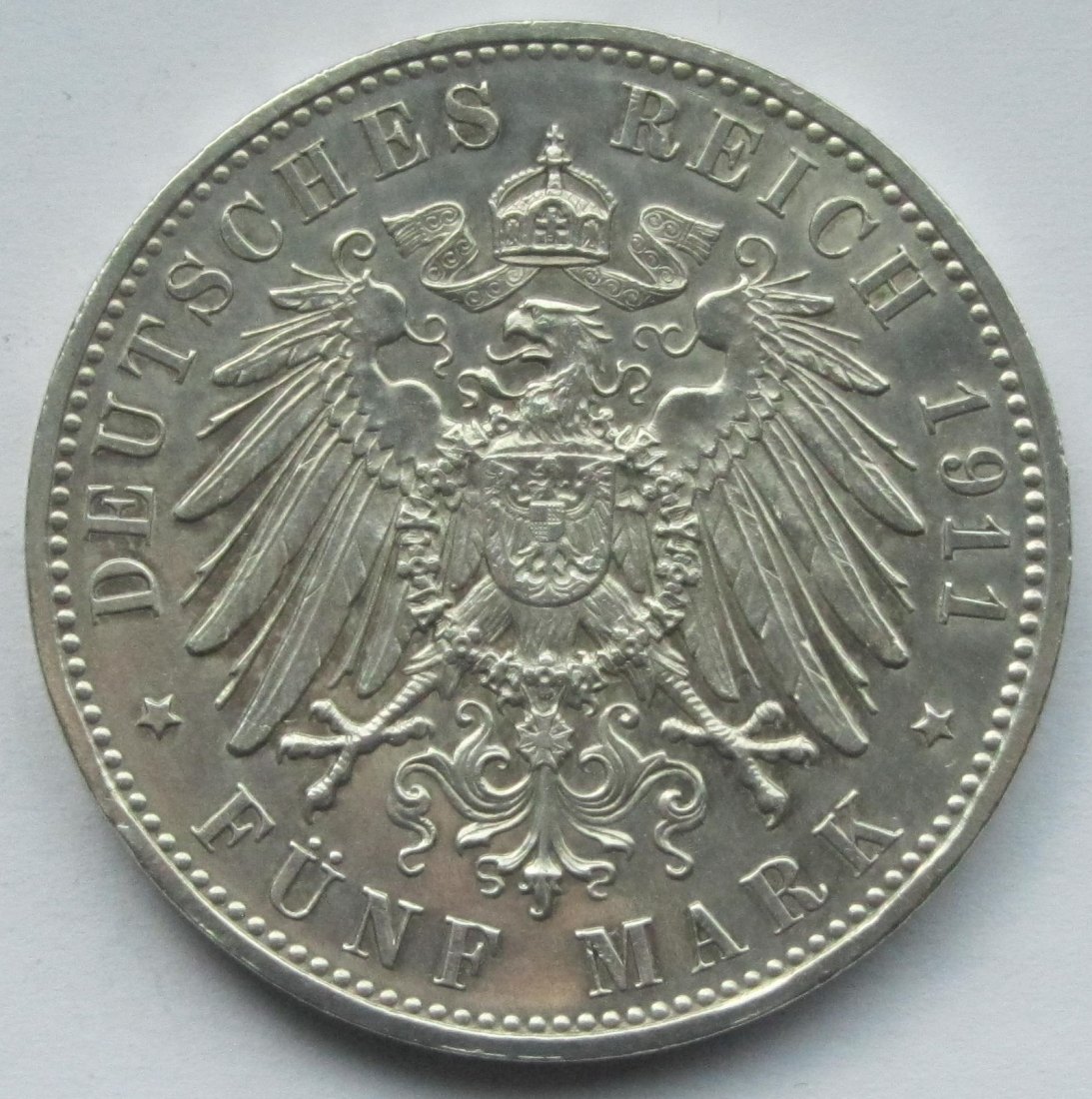  Kaiserreich: Bayern, 5 Mark Luitpold (Jaeger 50), 1911   