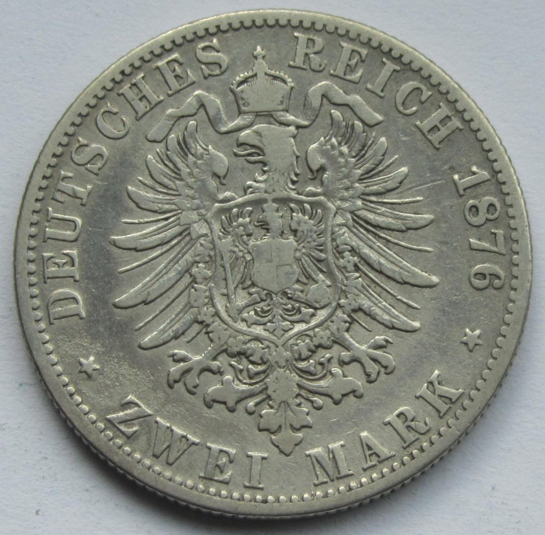  Kaiserreich: Hamburg, 2 Mark (Jaeger 61), 1876   