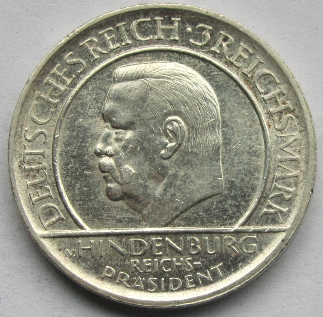  Weimarer Republik: 3 Mark Schwurhand (Jaeger 340), 1929 G   