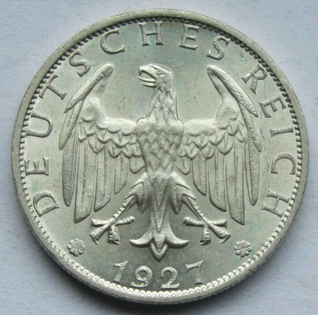  Weimarer Republik: 2 Mark 1927 A, Top-Erhaltung   