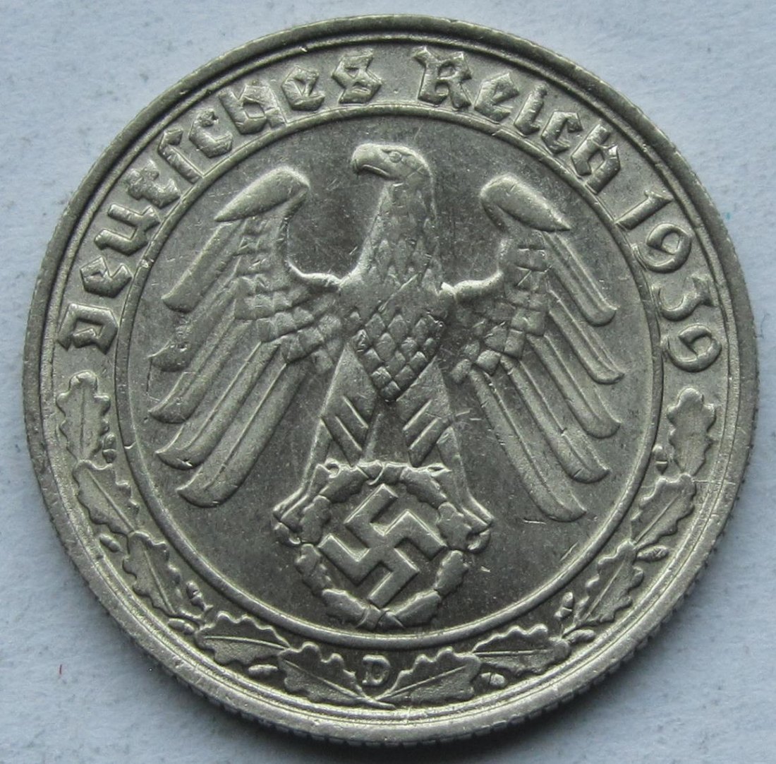  Deutsches Reich: 50 Pfennig 1939 D   