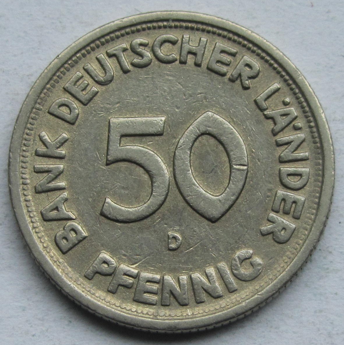 Deutschland: 50 Pfennig Bank deutscher Länder ohne Jahr (Stempelschwäche), D   
