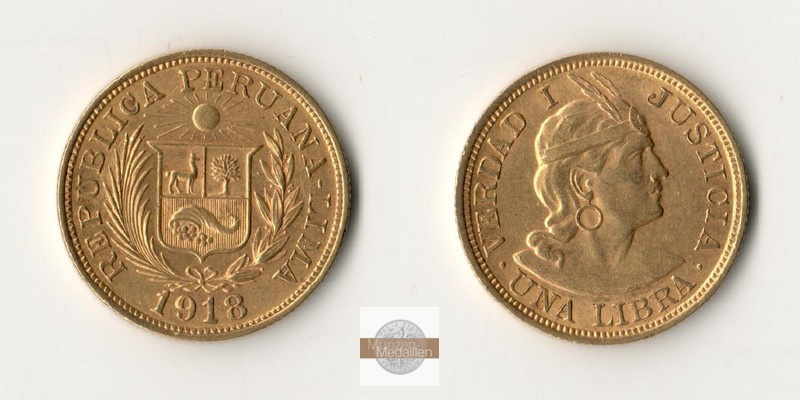 Peru MM-Frankfurt Feingold: 7,32g 1 Libra 1918 