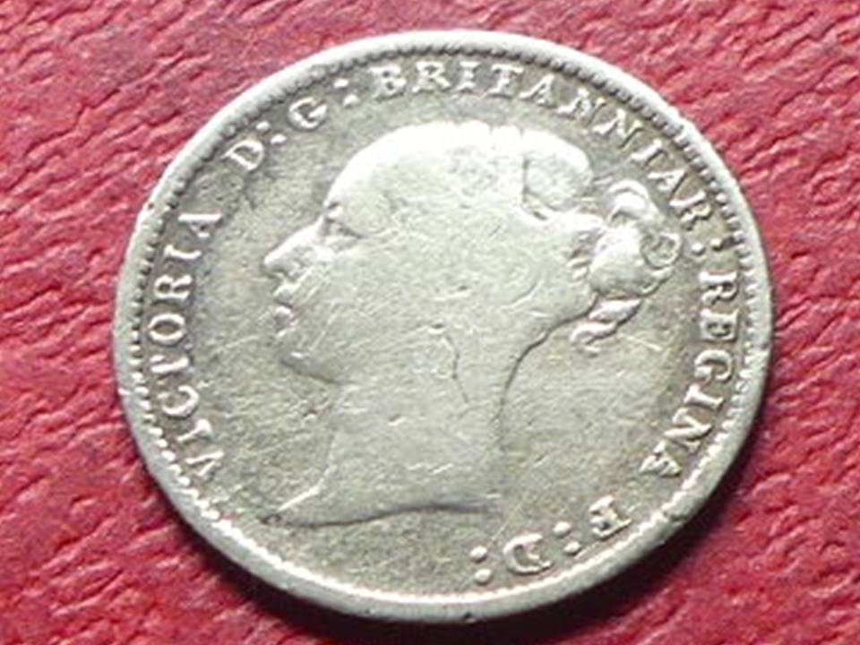  Silbermünze Großbritannien 3 Pence 1885 Queen Victoria   