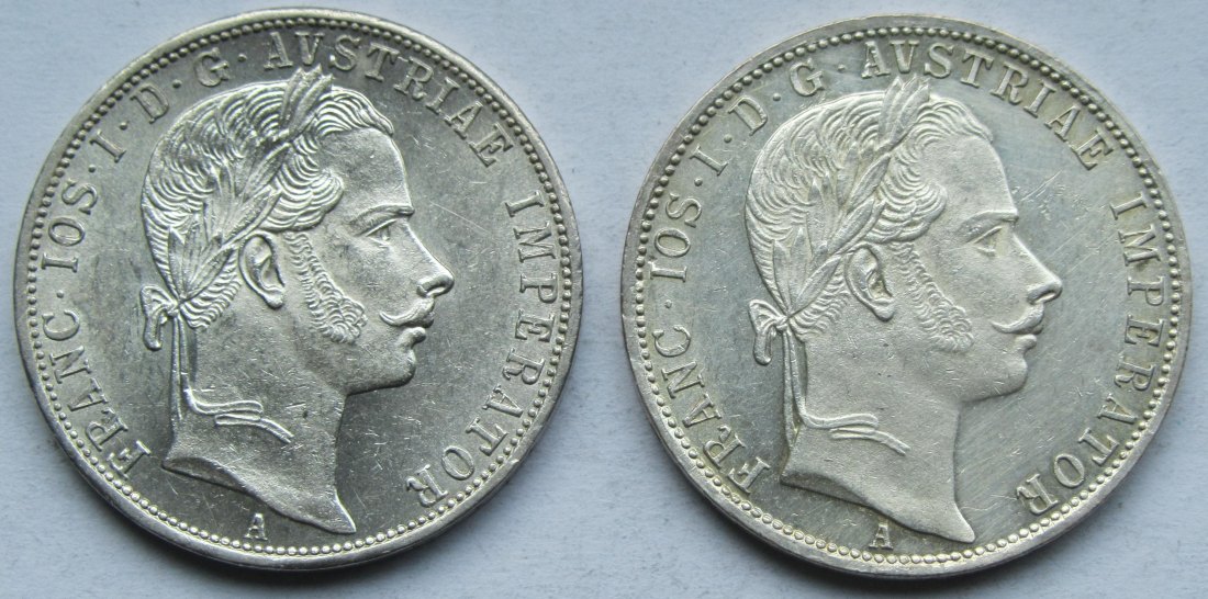  Österreich: 1 Florin 1860 + 1862, Top-Erhaltung   