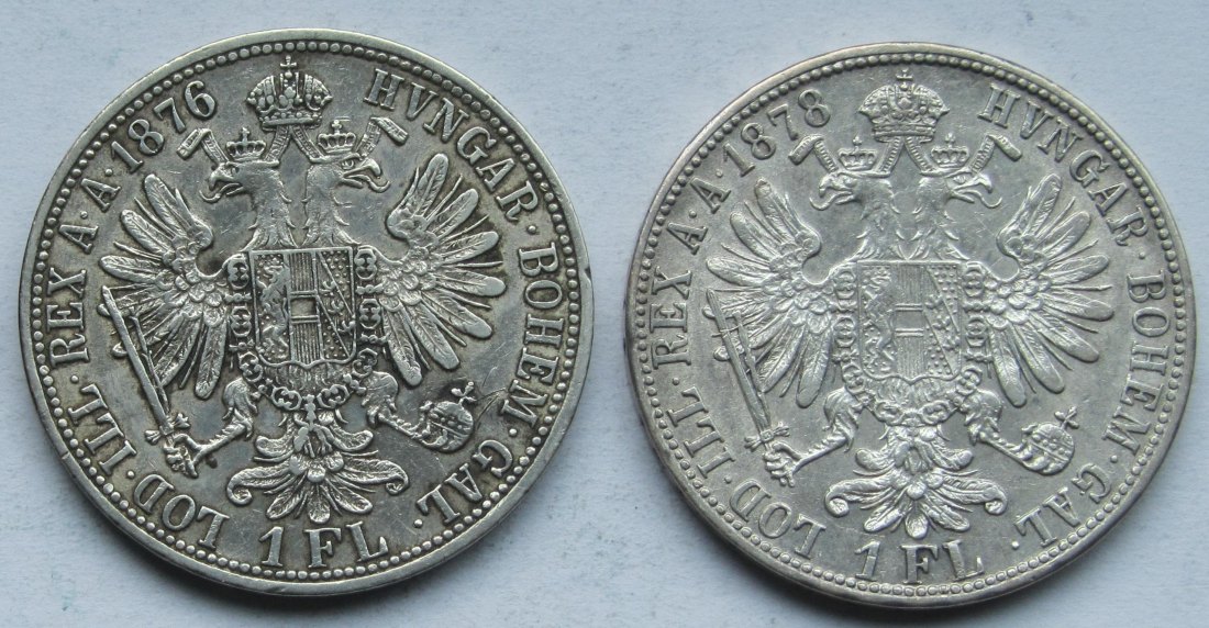  Österreich: 1 Florin 1876 + 1878   