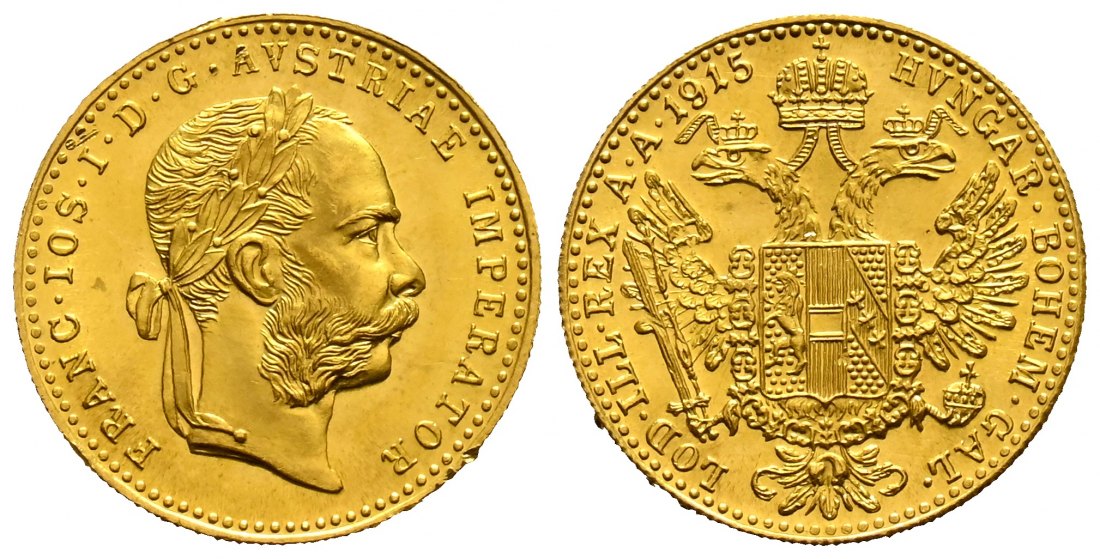 PEUS 1826 Österreich 3,44 g Feingold. Franz Joseph I. (1848 - 1916) 1 Dukat (off.NP) GOLD 1915 Stempelglanz