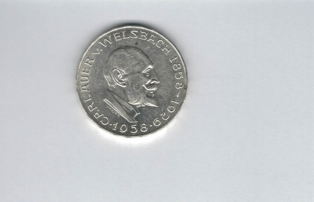  25 Schilling 1958 Carl Auer von Welsbach silber Gedenkmünze Österreich Spittalgold9800 (4588/4)   