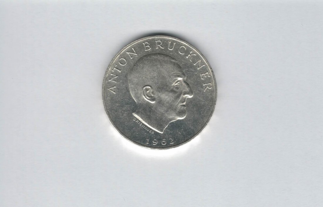  25 Schilling 1962 Anton Bruckner silber Gedenkmünze Österreich 2. Rep Spittalgold9800 (4588/8)   