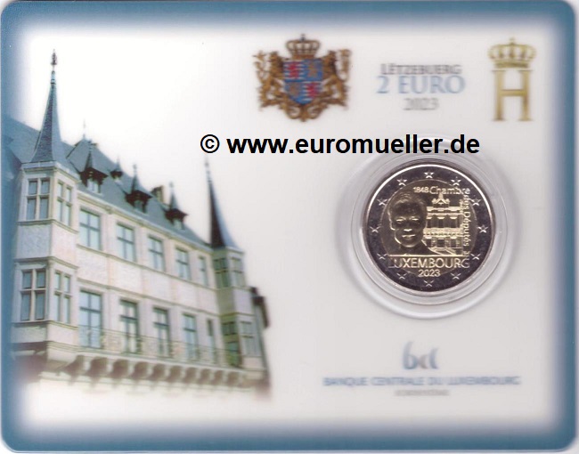 Luxemburg 2 Euro Gedenkmünze 2023...Chambre des Députés...bu. in CC   