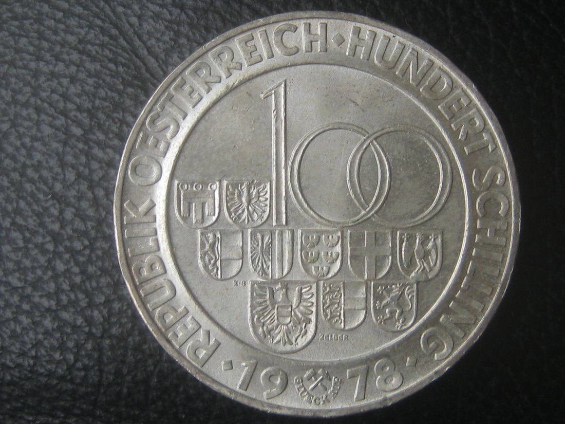  Österreich 100 Schilling 1978; ARLBERGSTRASSENTUNNEL, 640er Silber, 23,93 Gramm   