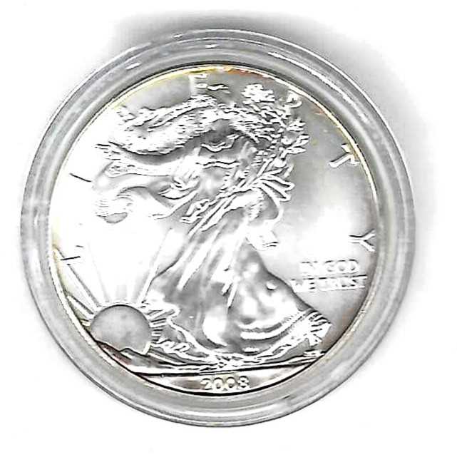  USA 1 Dollar 1OZ Silver Eagle 2008 Goldankauf Golden Gate Frank Maurer AC 183   