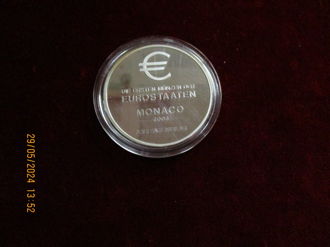  1 Unze Silber 999er Monaco 2003 Die ersten Münzen der Eurostaaten   