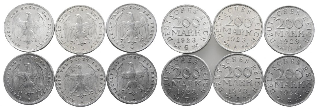  Deutsches Reich; 6 Kleinmünzen 1923   