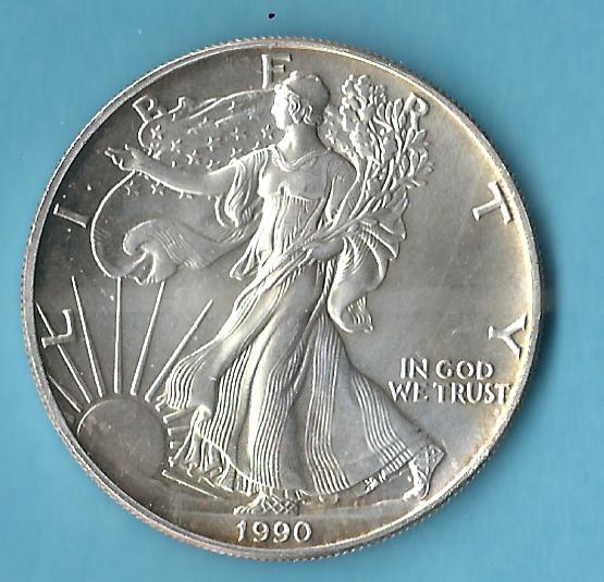  USA Silvereagle 1990 1 OZ Feinsilber Goldankauf Koblenz Frank Maurer AH451   