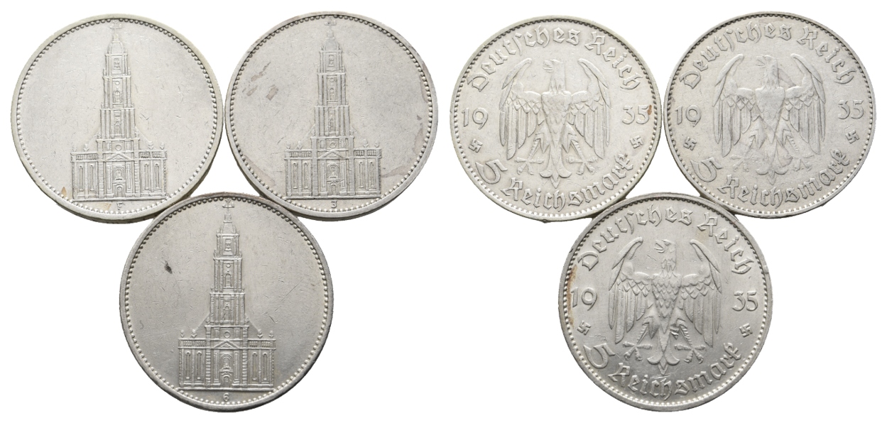  Deutsches Reich; 5 Mark (3 Stück) 1935   