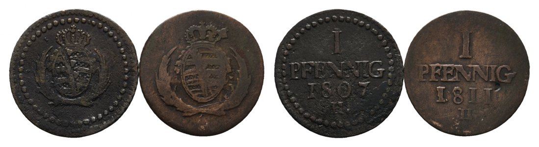  Altdeutschland; 2 Kleinmünzen 1807/1811   