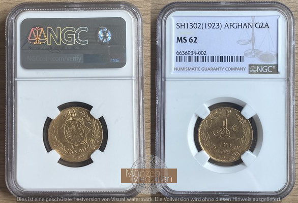 Afghanistan MM-Frankfurt Feingewicht: 8,3g Gold 2 Amani (20 Rupees) 1923 