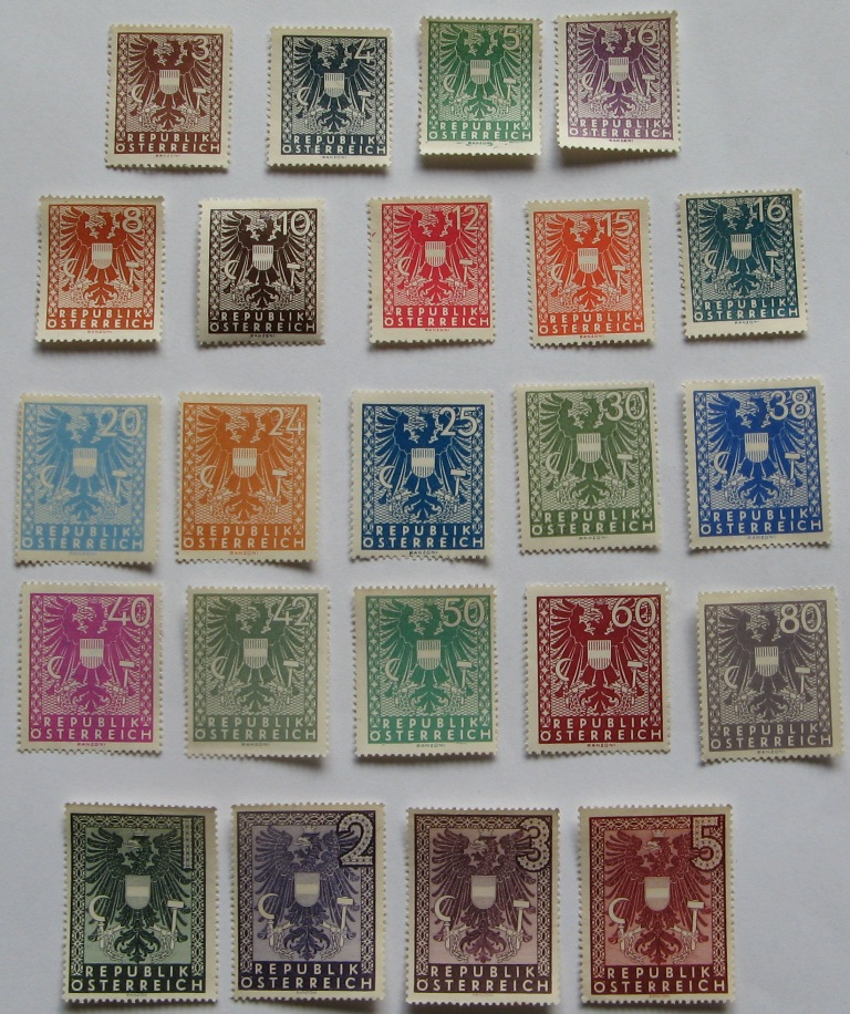  1945-Austria-Soviet occupation zone-stamps  series: New National Arms-23 pcs   