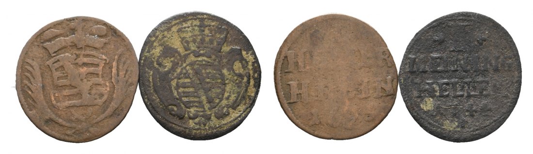  Sachsen-Meiningen; 2 Kleinmünzen 1625/1744   