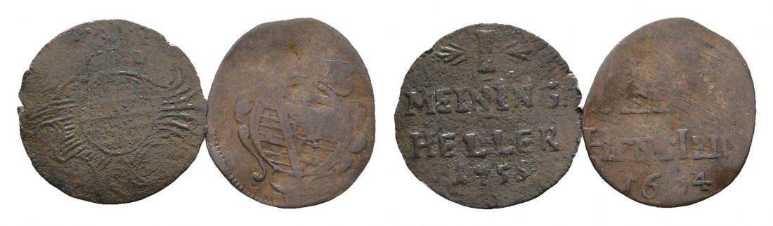  Sachsen-Meiningen; 2 Kleinmünzen 1755/1664   