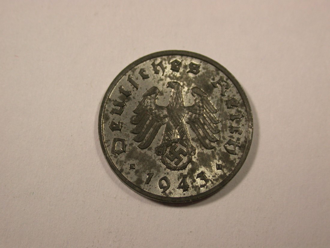  I5  3.Reich  1 Pfennig 1943 F in vz-st     Originalbilder   