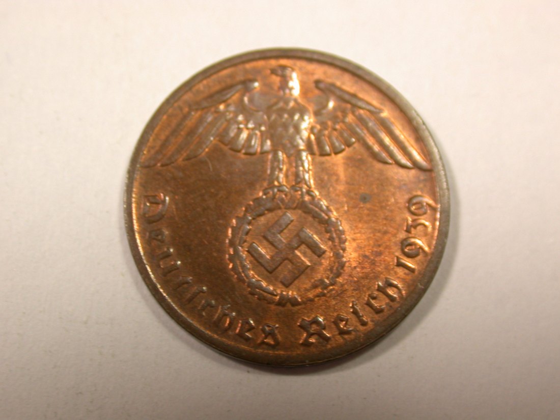 I5  3.Reich  1 Pfennig 1939 E in vzü/vz-st     Originalbilder   