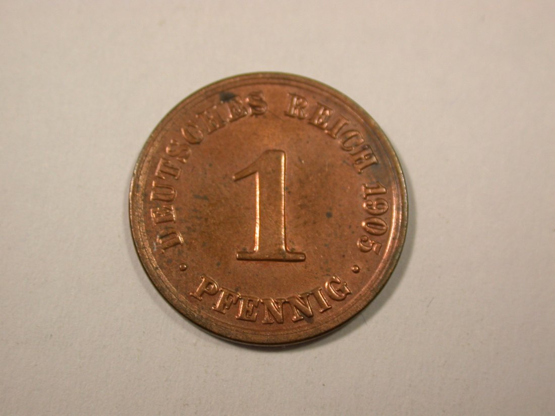  I5  KR  1 Pfennig 1905 A in vz-st/f.st   Originalbilder   