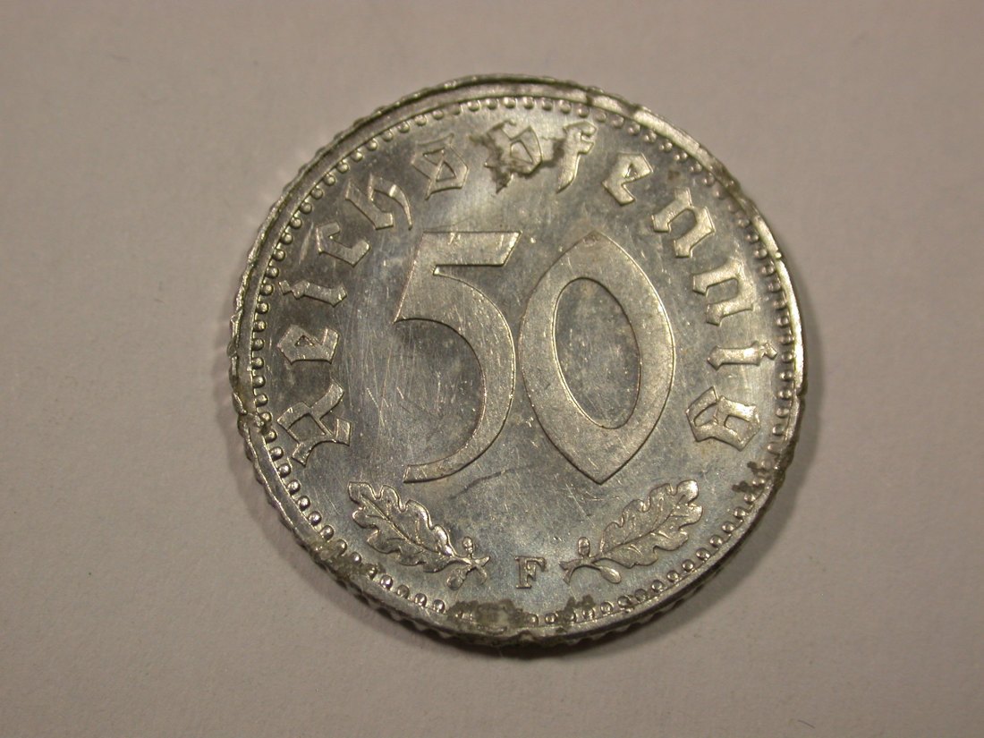 I5  3.Reich  50 Pfennig 1939 F in vz-st, leicht fleckig   Originalbilder   