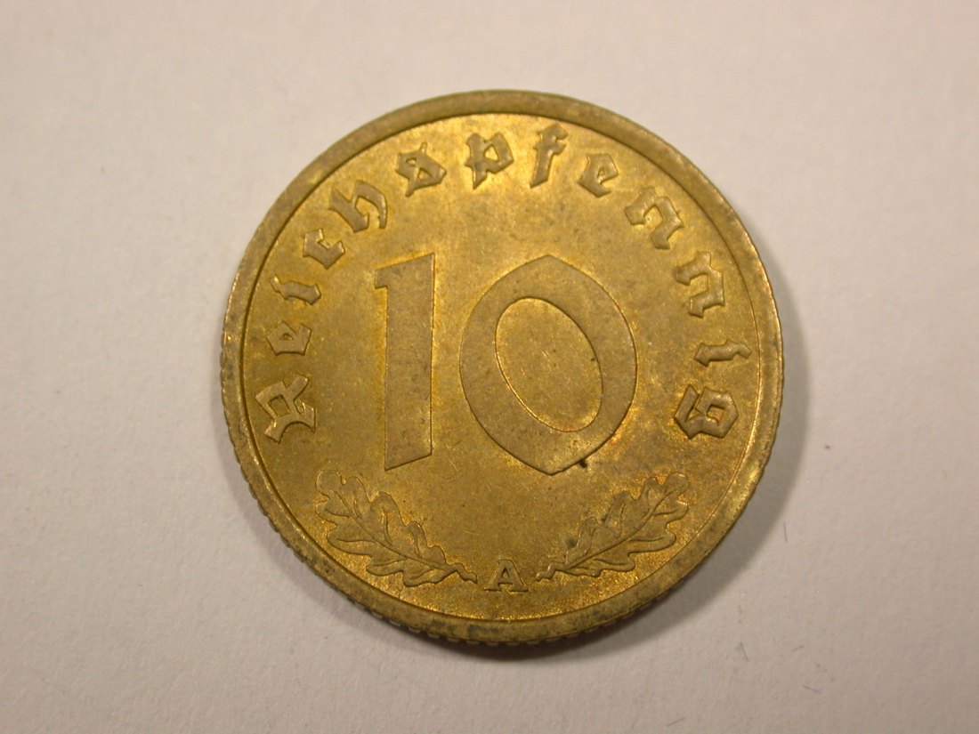  I5 3.Reich  10 Pfennig 1937 A in vz/vz-st   Originalbilder   
