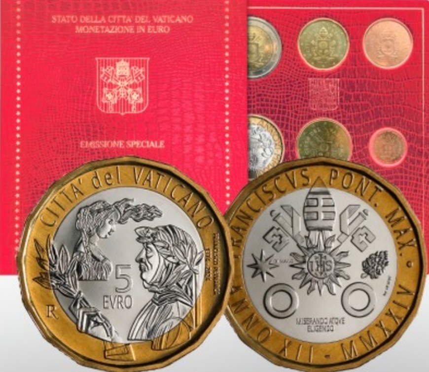  Vatikan KMS 8,88 Euro bu 2024 mit 5 Euro im roten Folder, Auflage 8.000   