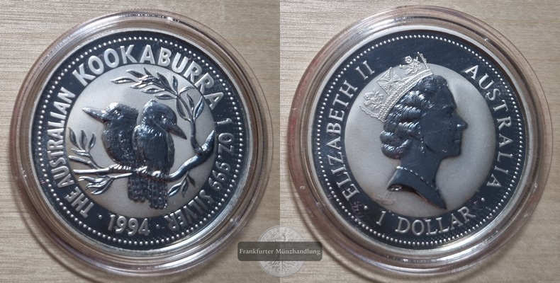  Australien,  1 Dollar 1994 Kookaburra  FM-Frankfurt  Feinsilber: 31,1g   