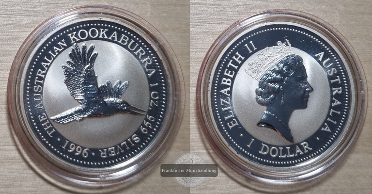  Australien,  1 Dollar 1996 Kookaburra  FM-Frankfurt  Feinsilber: 31,1g   