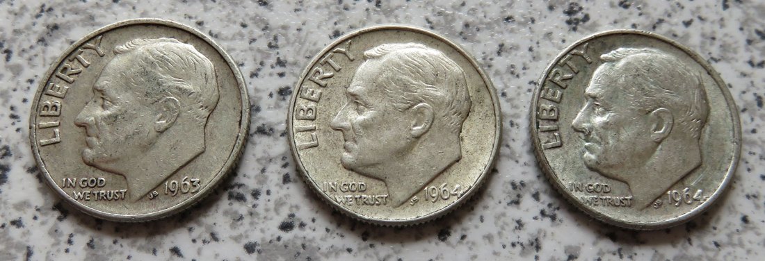  USA 1 Dime 1963 D - 1964 D / 10 Cents 1963 D - 1964 D   