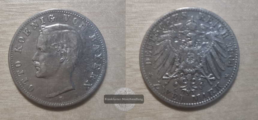  Bayern, Kaiserreich  2 Mark  1904 D    Otto  1886-1913   FM-Frankfurt   Feinsilber: 10g   