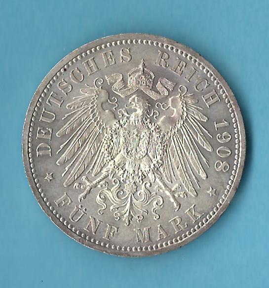  Kaiserreich 5 Mark UNI Jena 1908 St  Münzenankauf Koblenz Frank Maurer AC568   