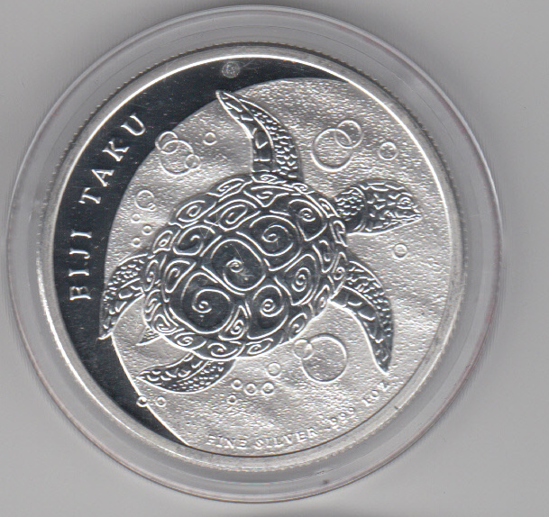  1 Unze oz 999 er Silber Fiji Taku, 2 Dollar, Schildkröte, Turtle, Jahr 2012   
