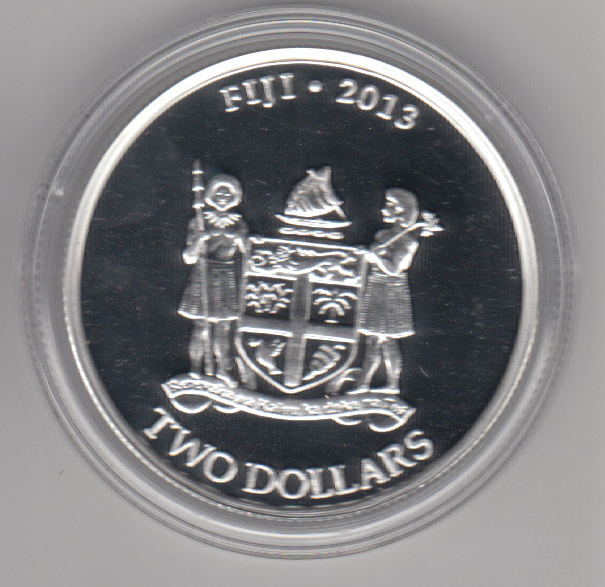  1 Unze oz 999 er Silber Fiji Taku, 2 Dollar, Schildkröte, Turtle, Jahr 2013   