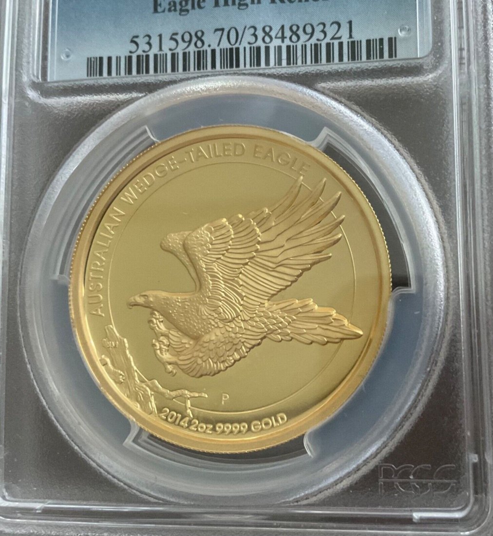 Australien 200 Dollars 2014-P | PCGS PR70 DEEP CAMEO TOP POP | Wedge Tailed Eagle High Relief   