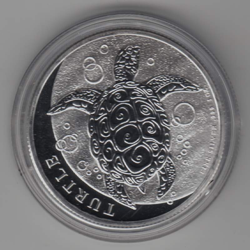  1 Unze oz 999 er Silber Niue, 2 Dollar, Schildkröte, Turtle, Jahr 2014   