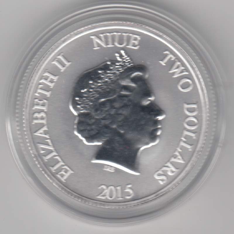  1 Unze oz 999 er Silber Niue, 2 Dollar, Schildkröte, Turtle, Jahr 2015   